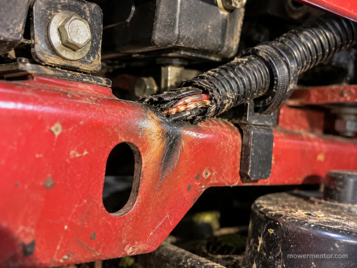 hafed wiring harness shorting against a Cub Cadet frame and blowing the fuse.