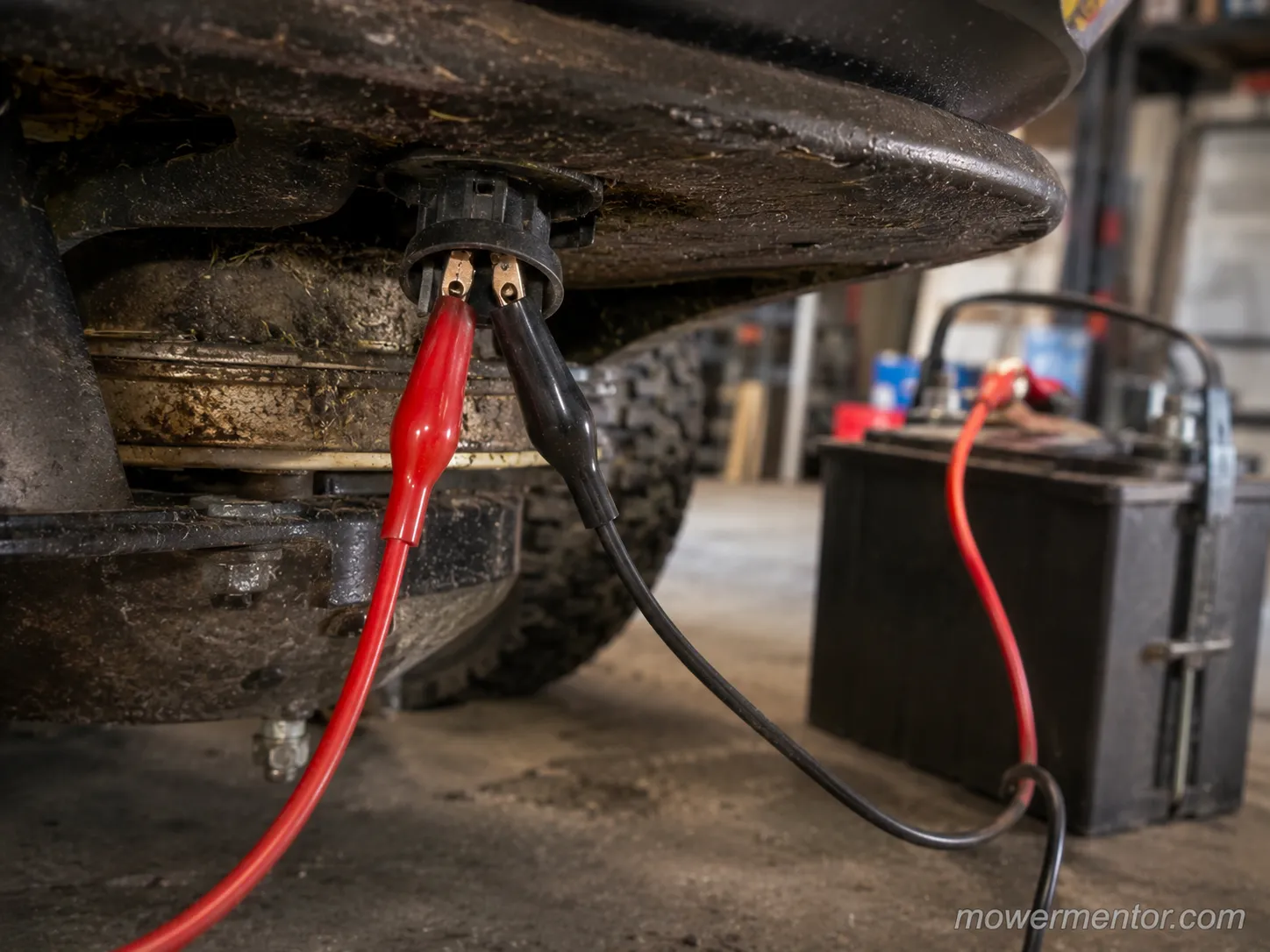 Jumping a mower PTO clutch from the battery to isolate the switch.