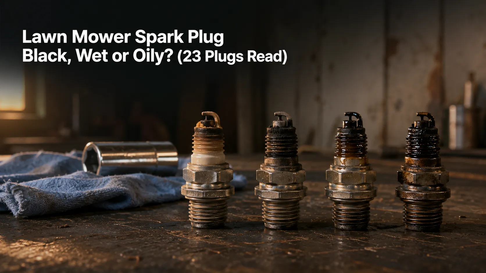 Lawn Mower Spark Plug Black, Wet or Oily? (23 Plugs Read)