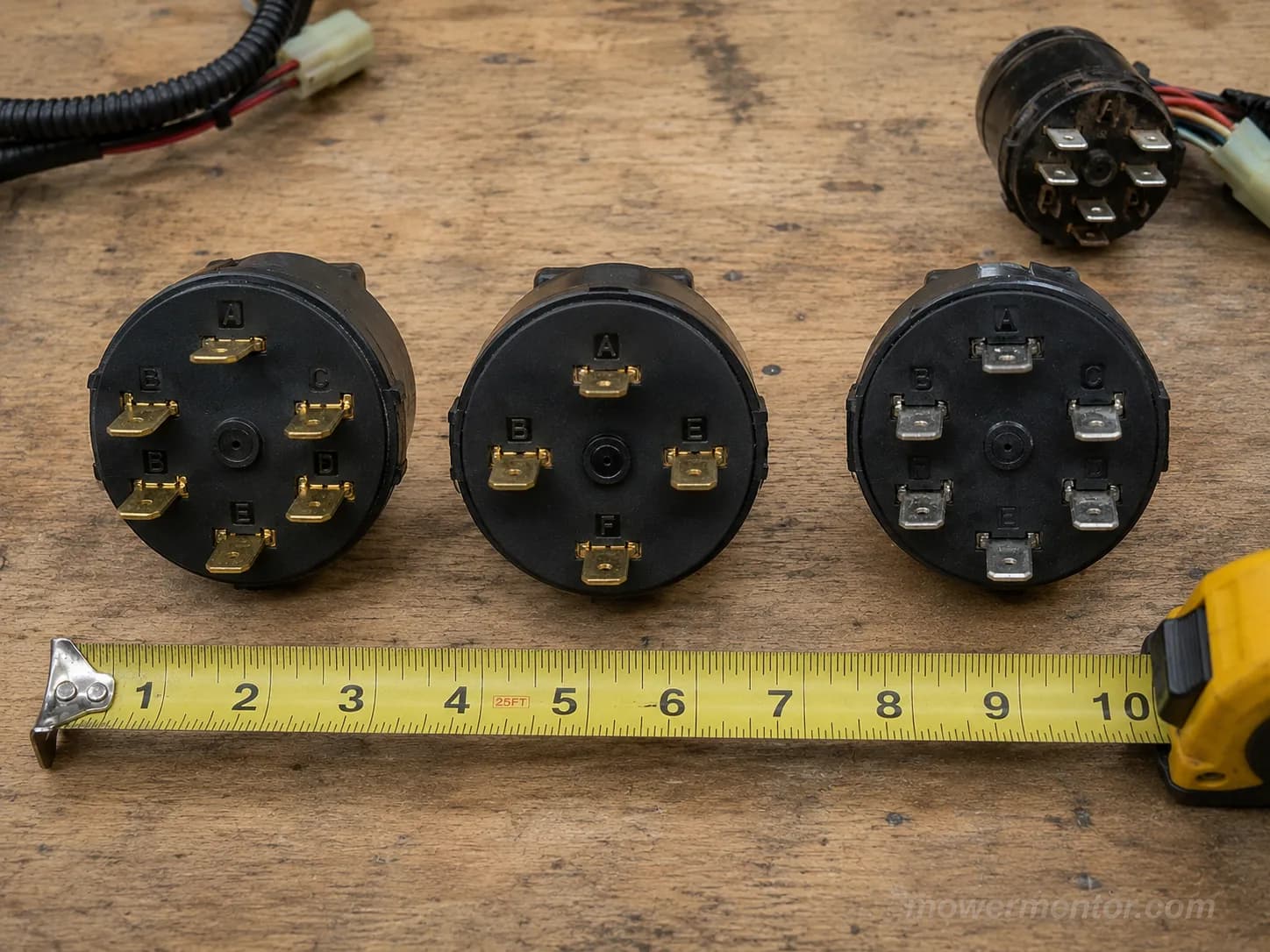 Comparing lawn mower PTO switch replacements by terminal count.