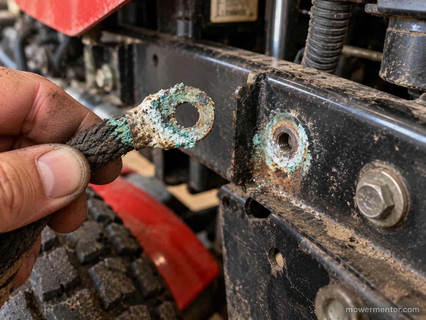 Corroded ground strap causing a no-crank after solenoid replacement