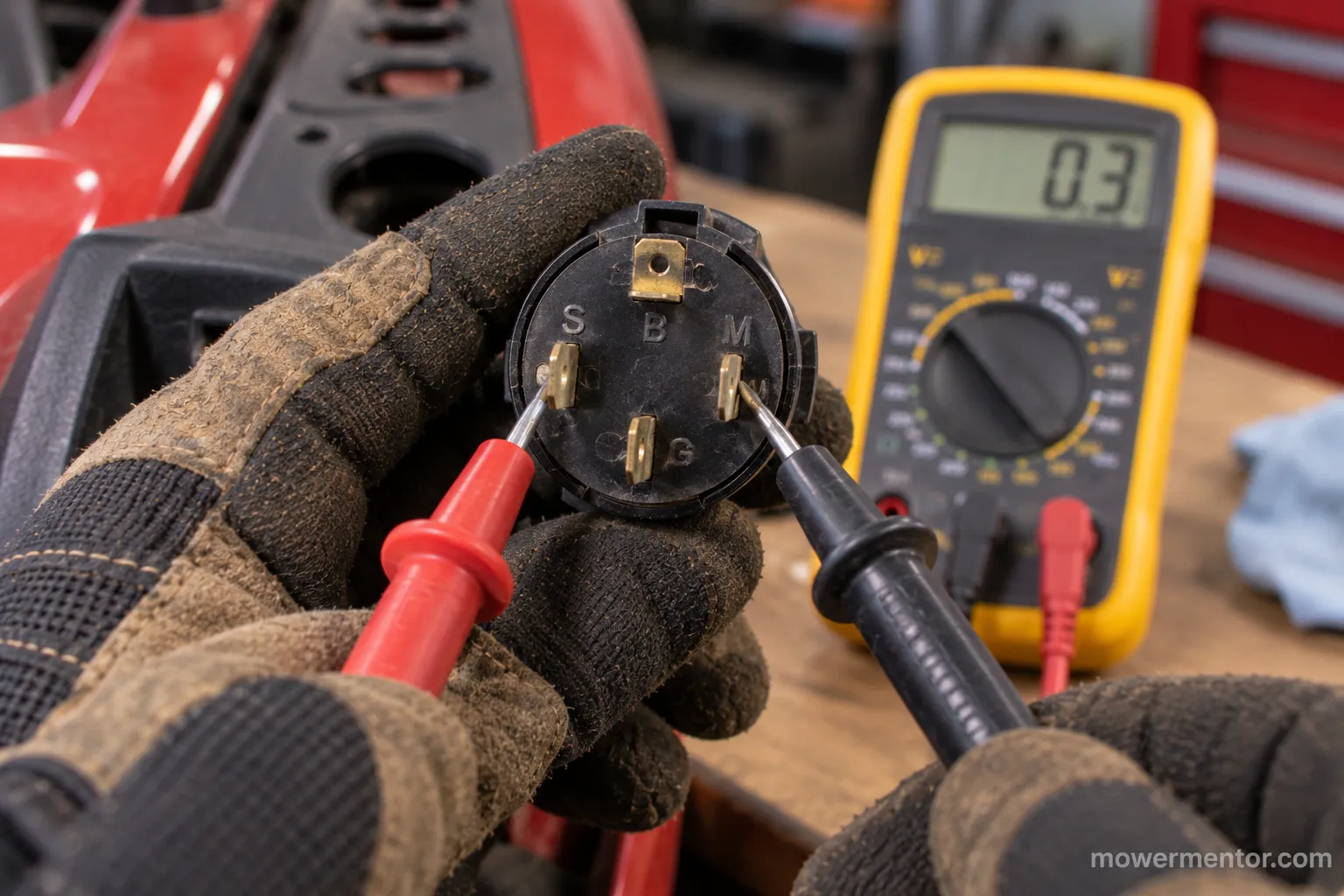 Continuity testing a Husqvarna ignition switch by terminal with a multimeter