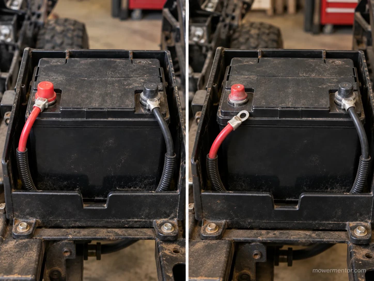 Correct U1R fit beside a U1 battery whose cable will not reach the terminal.