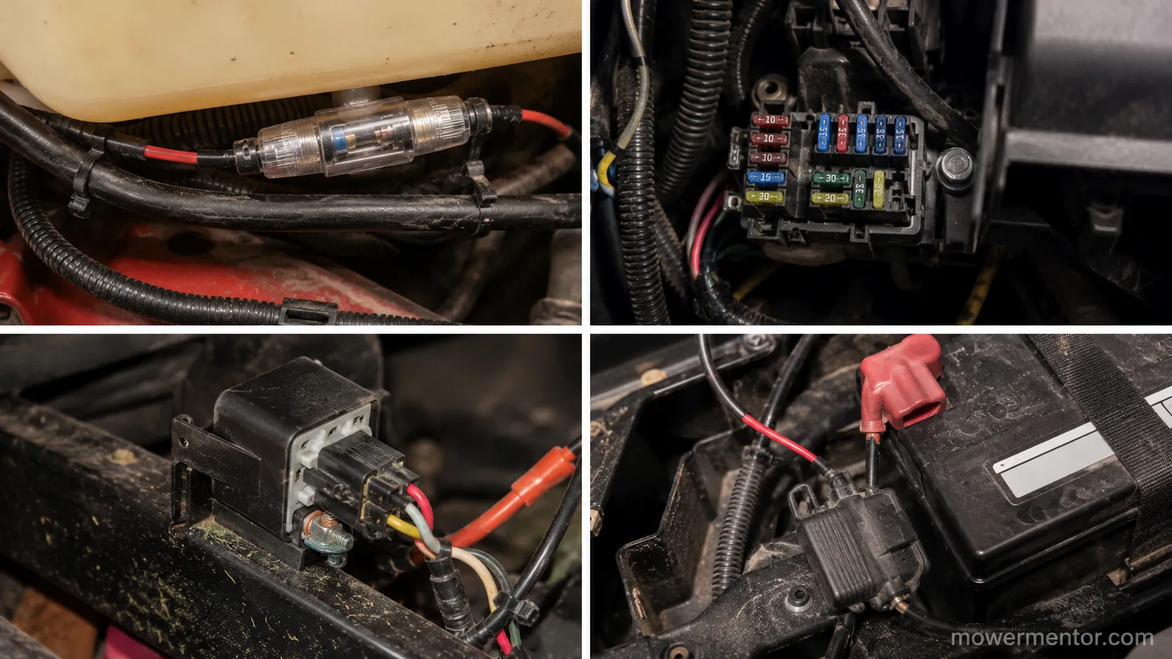 Toro MTD John Deere Husqvarna riding mower fuse and relay location comparison