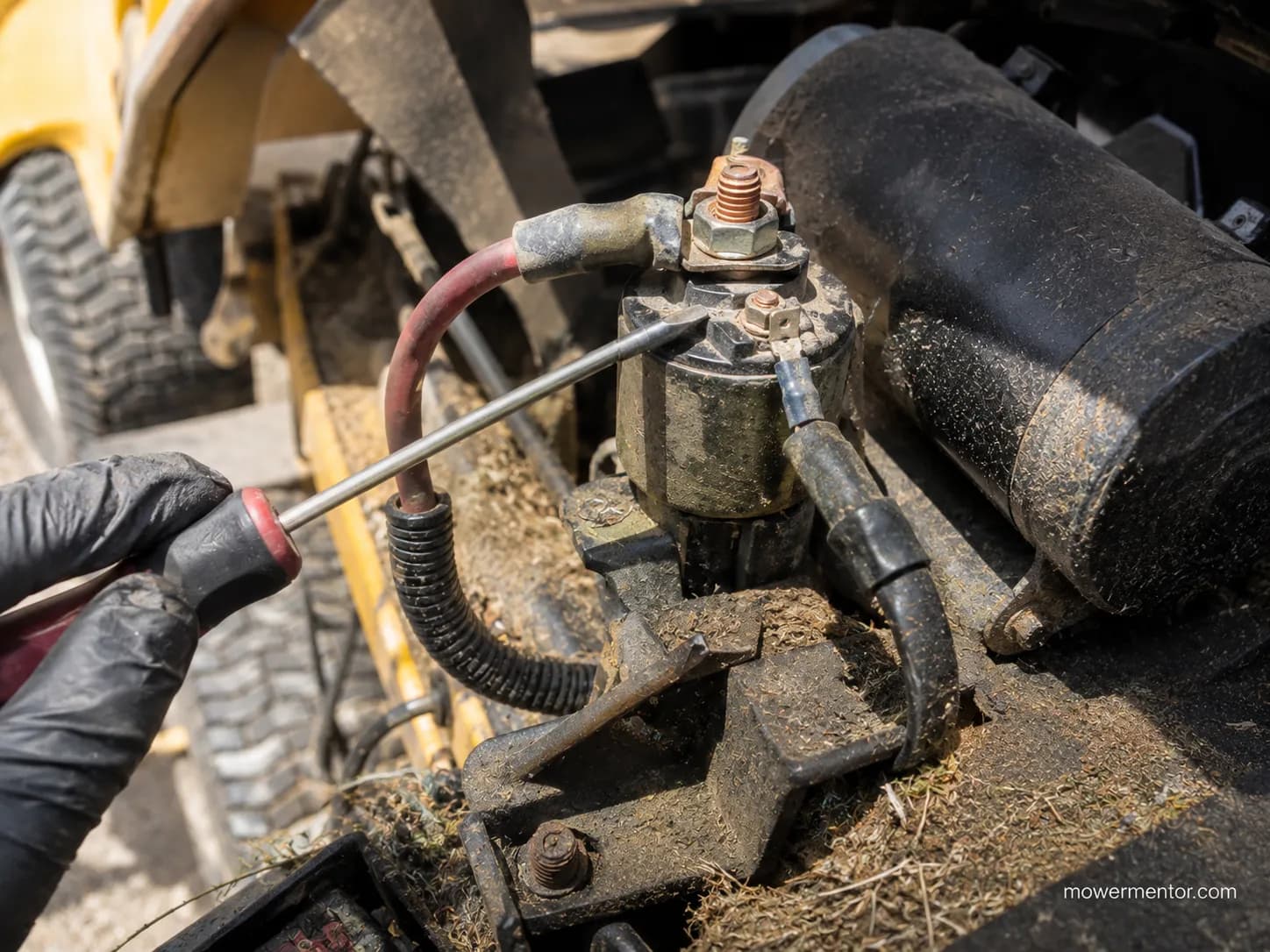Starter solenoid on a Cub Cadet riding mower that only clicked during testing.