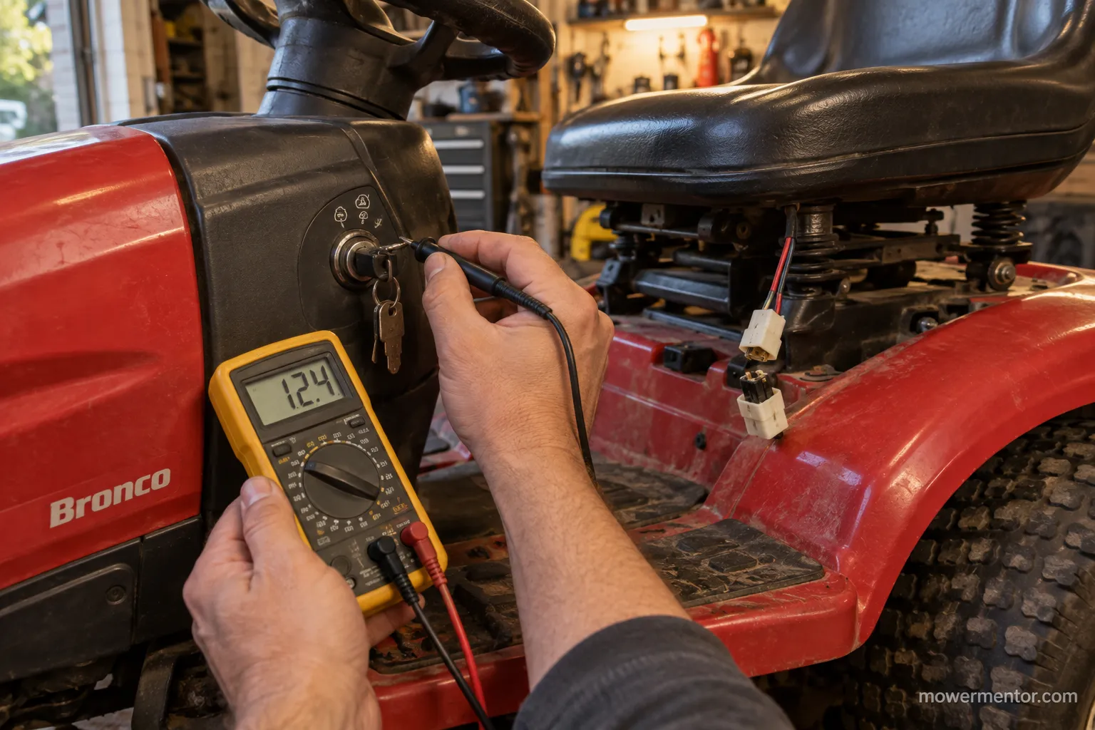 Testing a Troy-Bilt ignition key switch and seat switch that produced the same no-start