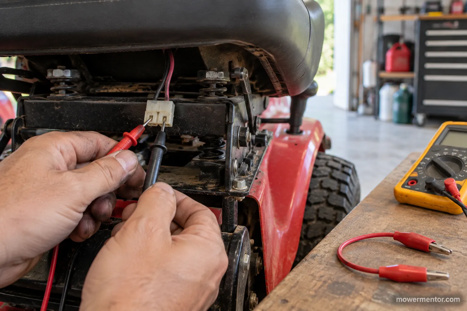 esting a Troy-Bilt seat safety switch for continuity with a multimeter and jumper wire