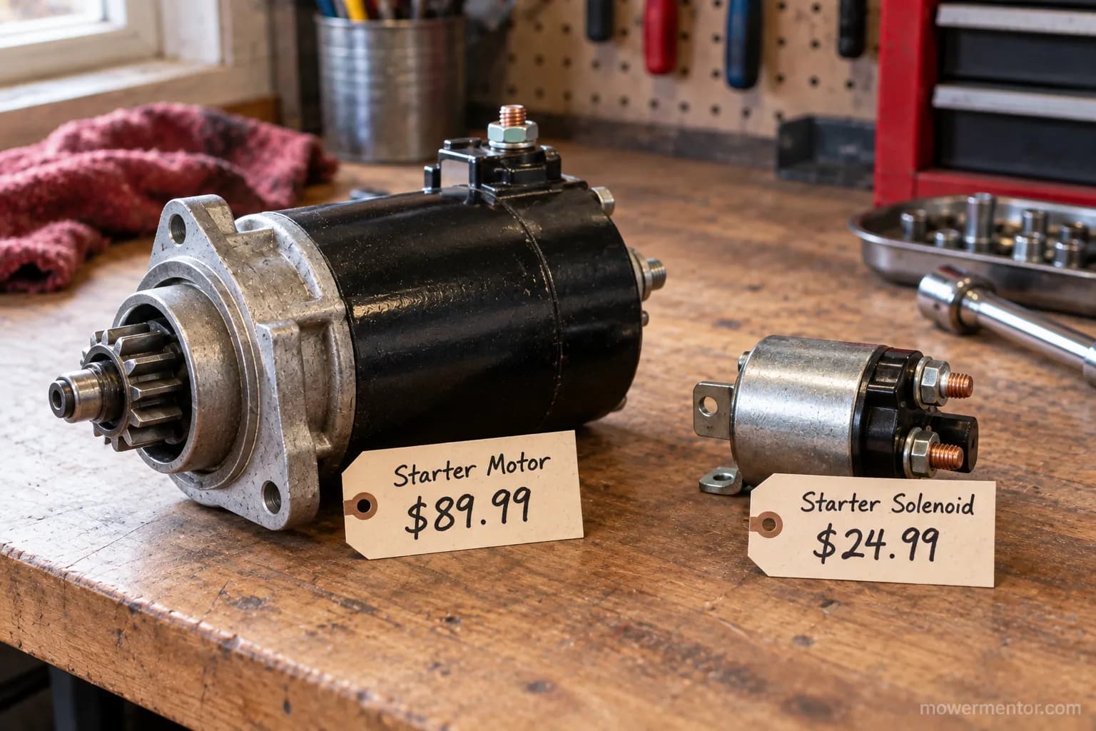 Comparing the cost of a Troy-Bilt starter versus a starter solenoid.