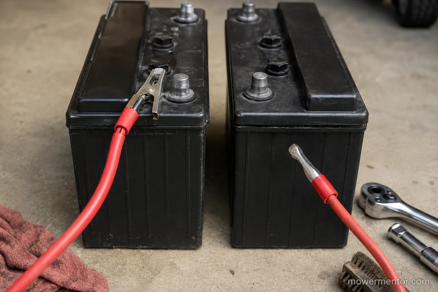 U1 vs U1R riding lawn mower battery terminal orientation with a cable too short to reach.