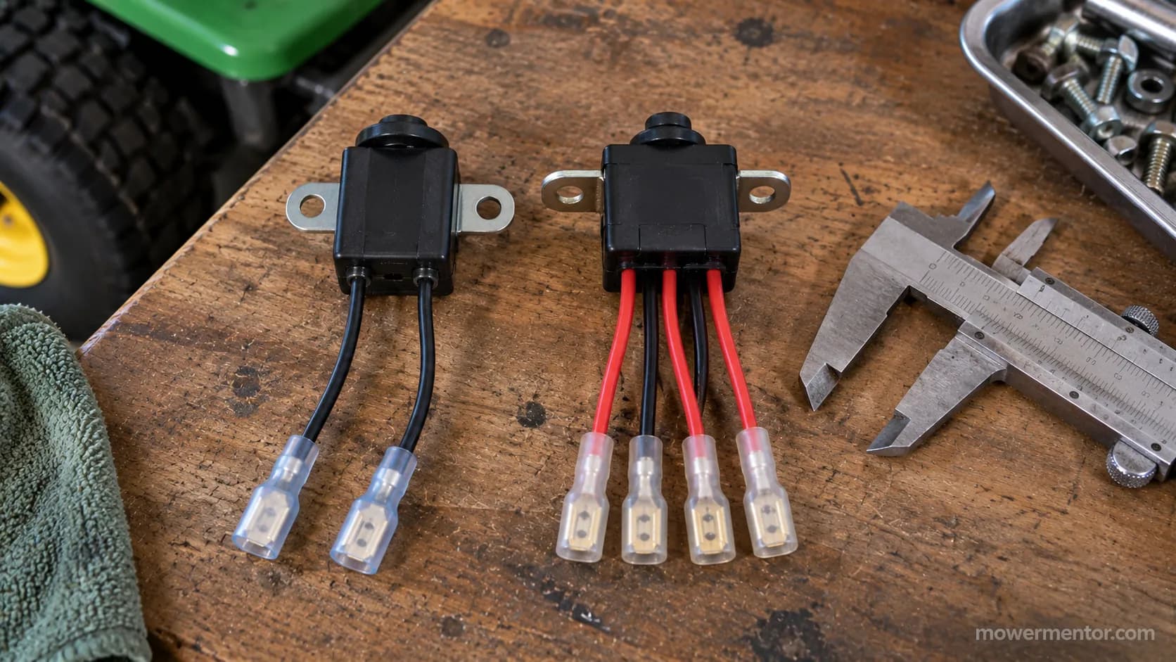 2-wire universal versus 4-wire OEM riding mower seat safety switch